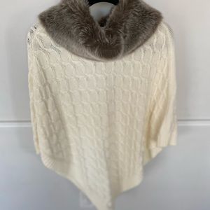NWT Talbots knitted faux fur poncho